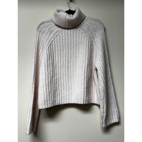 ZARA Ribbed Turtleneck Wool/Alpaca Blend Oversized Sweater, Pink, Sz M - Picture 6 of 10